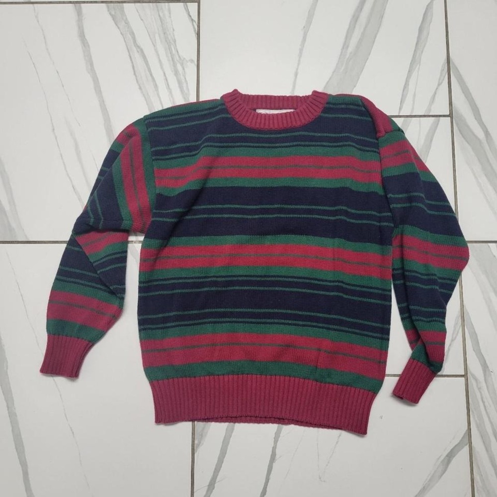 Vintage Knit Striped Winter Sweater Large